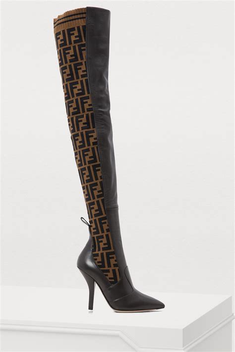 fendi thigh high boots|Fendi high heel boots.